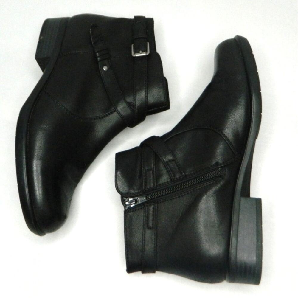 YUU Boots Womens 8 M Black Becca Ankle Booties Zip Buckle Low Heels Casual
